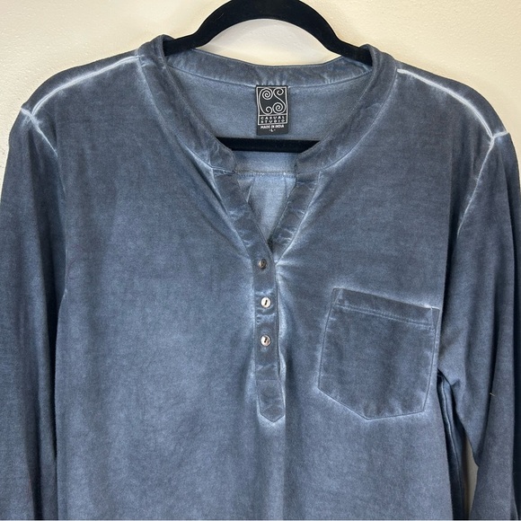 Casual Studio Cotton Dark Blue Long Sleeve Henley Shirt size Womens L casual - Picture 4 of 11